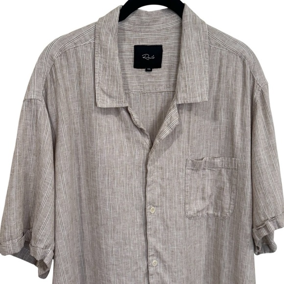 Rails Tan and White Vertical Stripe Linen Blend Camp Shirt Men’s Size XXL - Picture 3 of 11